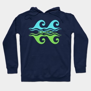 blue green water waves design Hoodie